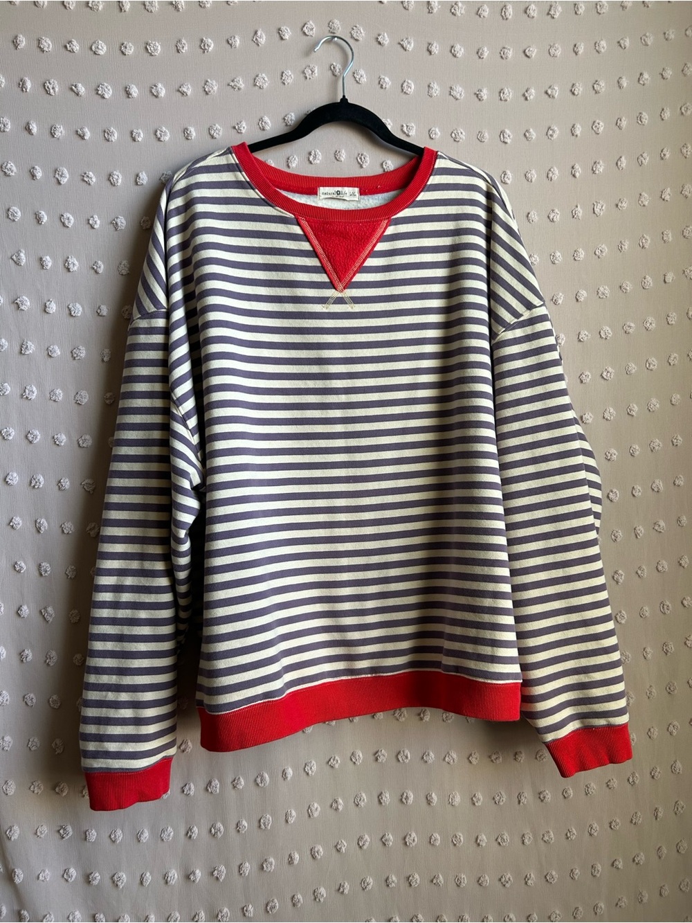 Natural Life Women’s Oversized Striped Crewneck Sweatshirt Sz L/XL‎